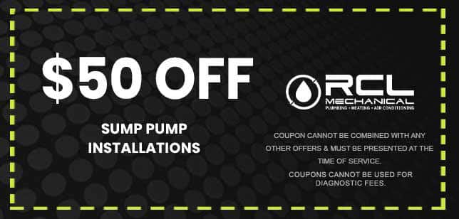 Discount on sump pump installations