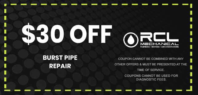 Discount on burst pipe repair