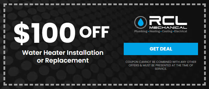 $100 off water heater installation and replacement - call for details.